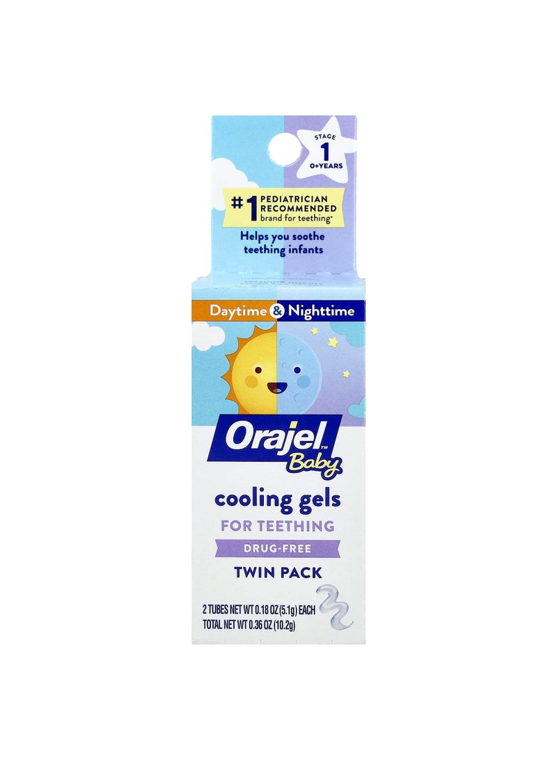Baby Daytime + Nighttime Cooling Gels for Teething, 0+ Years, 2 Tubes, 0.18 oz (5.1 g) Each